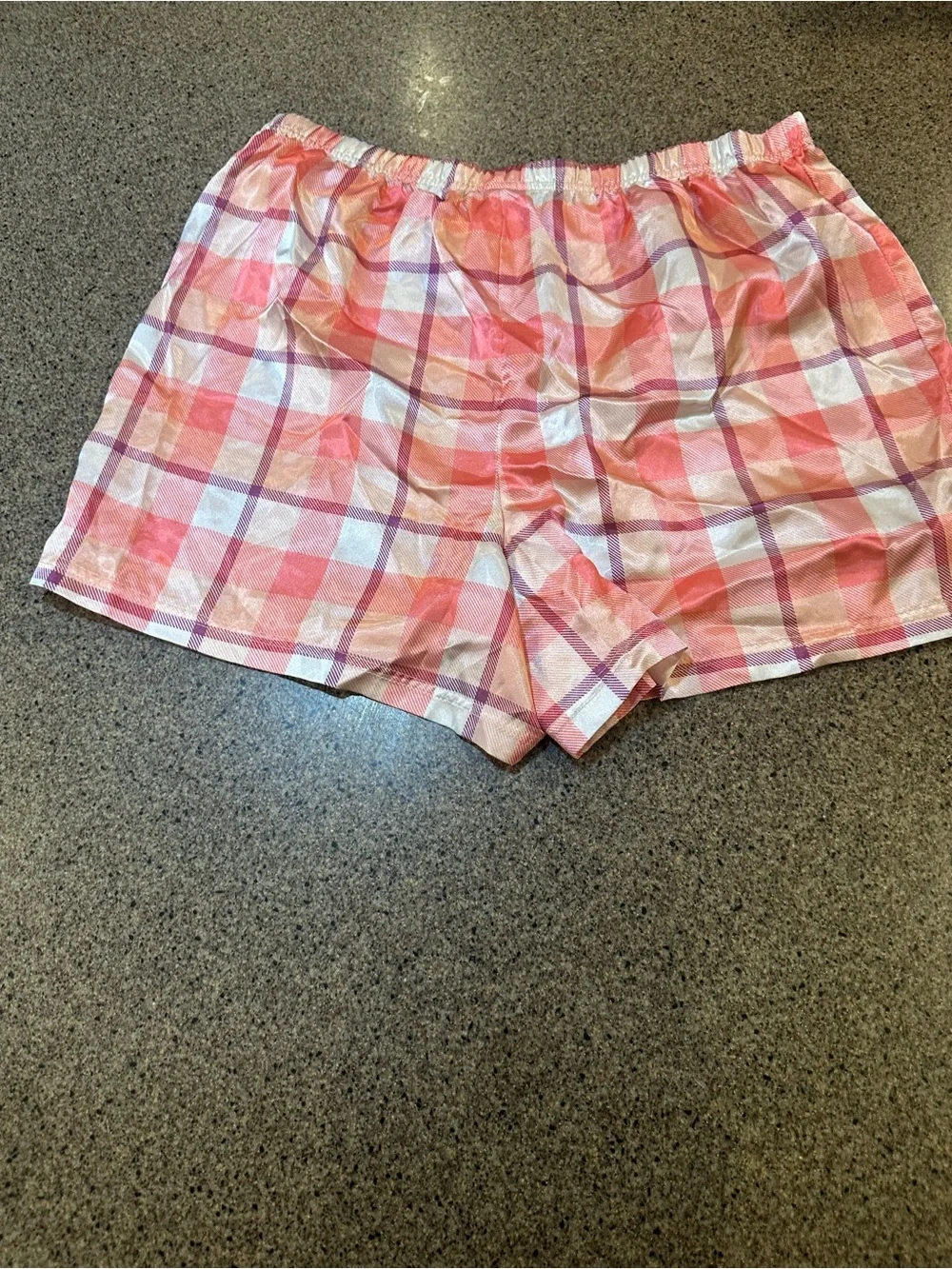 Justice Pink Plaid Elastic-Waist PJ shorts